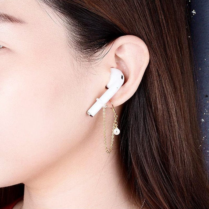 Star Pearl Charms Airpods Anti-Lost Chains Earphone Holder Clip Earrings For Women BENNYS 