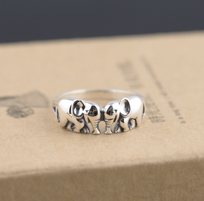 Sterling Silver Rings Fine Of Auspicious Elephant Jewelry Rings For Women Thai Sliver Rings Charms BENNYS 
