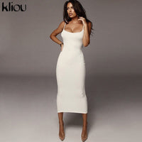 Strapped backless sexy bodycon midi long dress BENNYS 