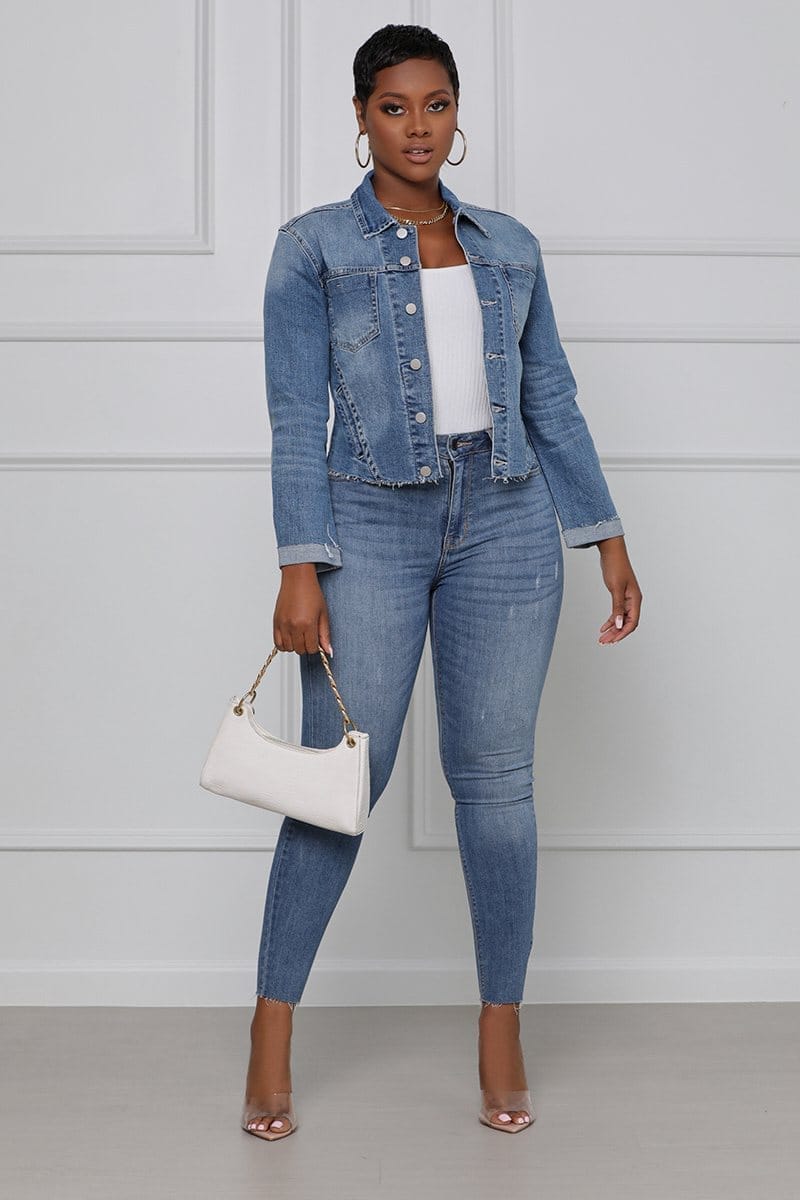 Short blue jean store jacket