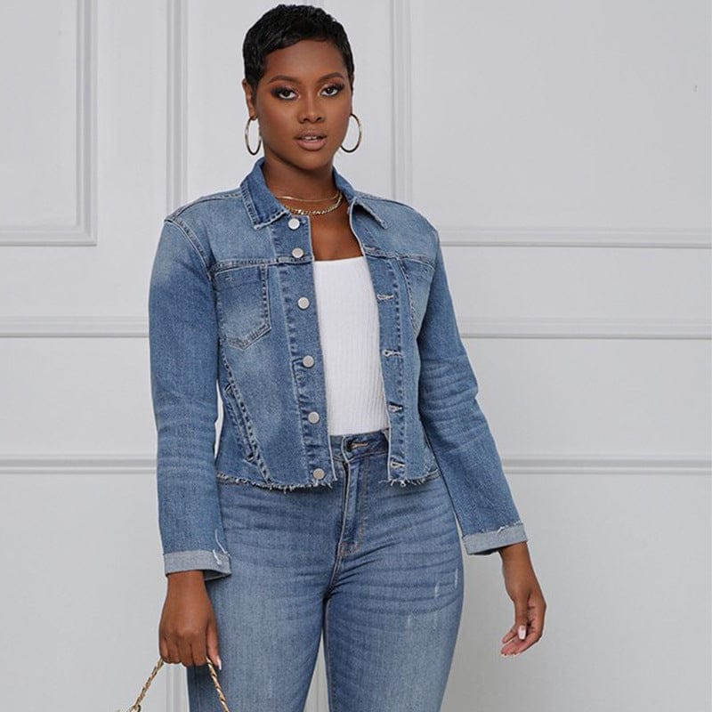 Denim stretch 2025 jacket womens