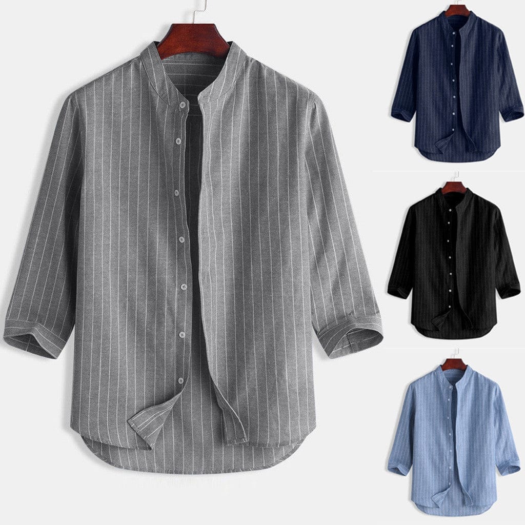 Striped Linen Three Quarter Sleeve Men's Shirt BENNYS 