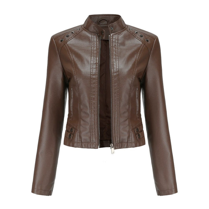 Studded Leather Women Short Jacket Long Sleeves BENNYS 