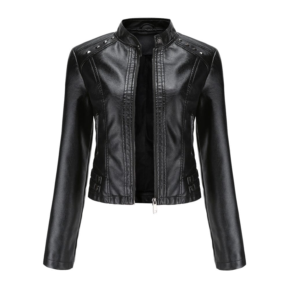 Studded Leather Women Short Jacket Long Sleeves BENNYS 