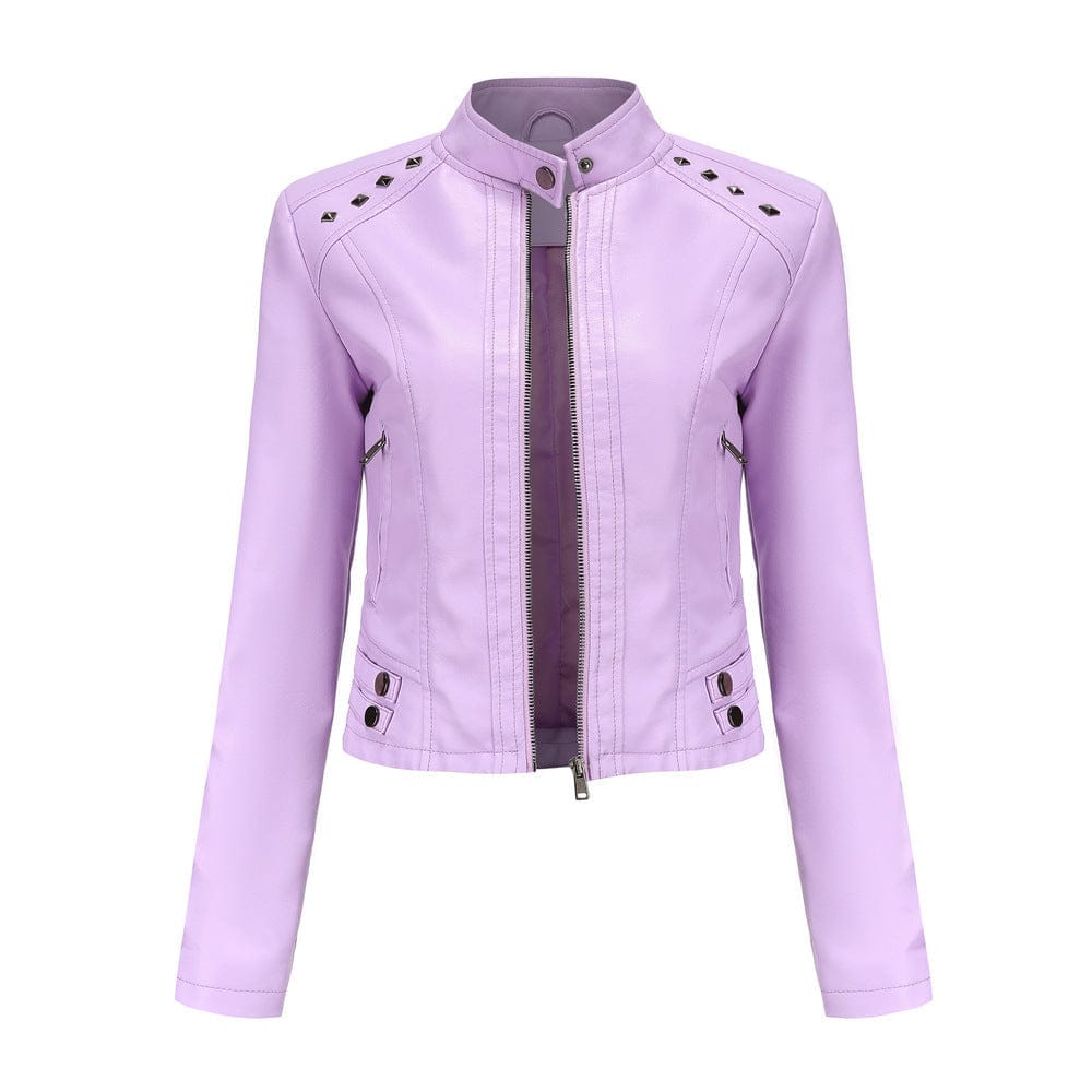 Studded Leather Women Short Jacket Long Sleeves BENNYS 