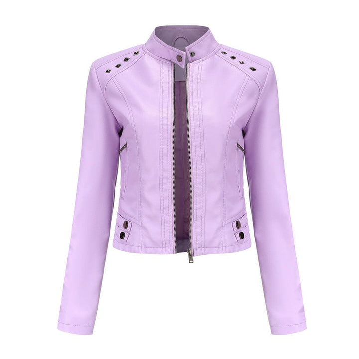 Studded Leather Women Short Jacket Long Sleeves BENNYS 