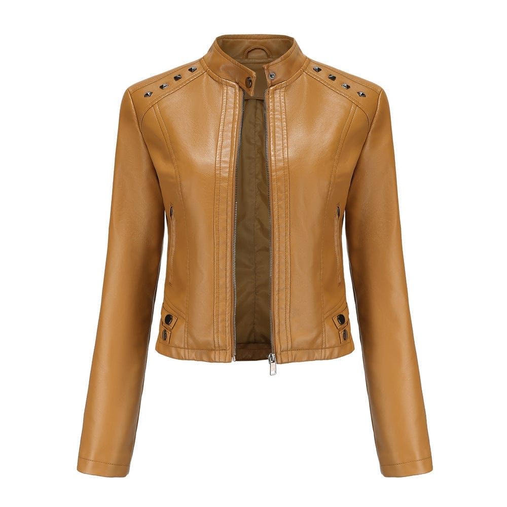 Studded Leather Women Short Jacket Long Sleeves BENNYS 