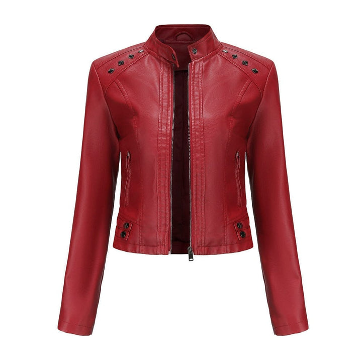 Studded Leather Women Short Jacket Long Sleeves BENNYS 