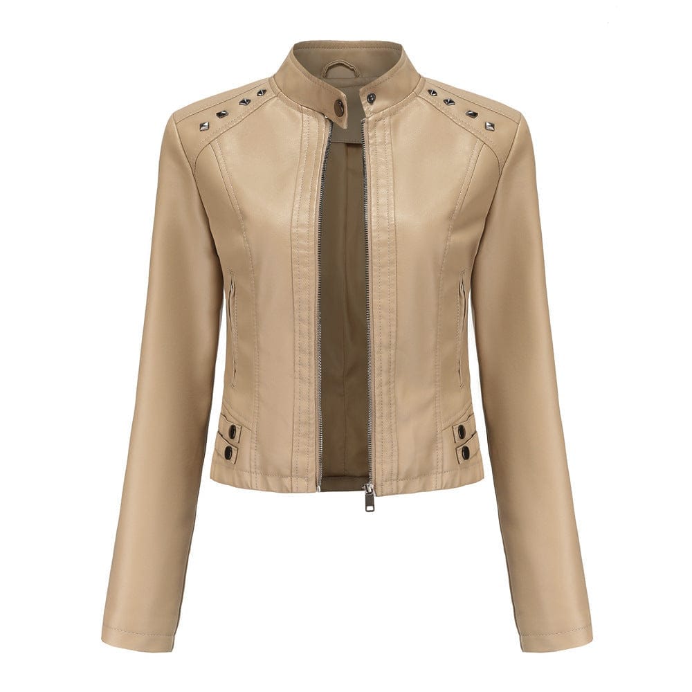 Studded Leather Women Short Jacket Long Sleeves BENNYS 