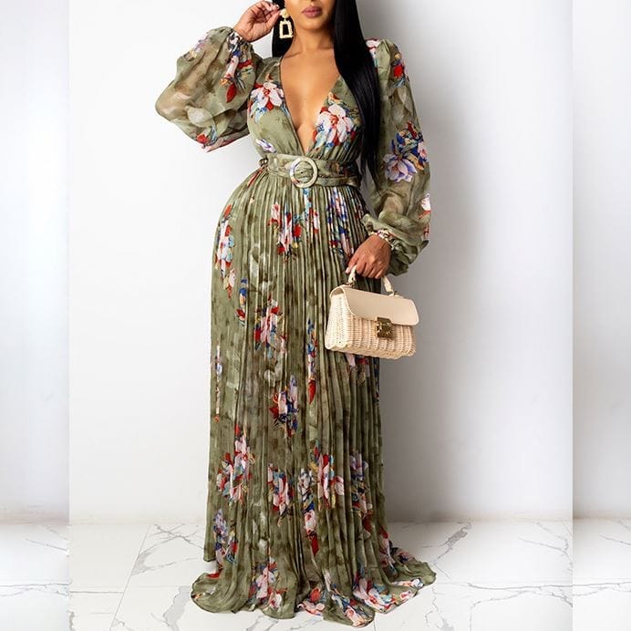 Summer 2022 Printed Deep V Neck Dress BENNYS 