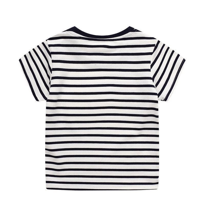 Summer Animals Print Stripe Boys Cotton T shirts Kid Clothing BENNYS 