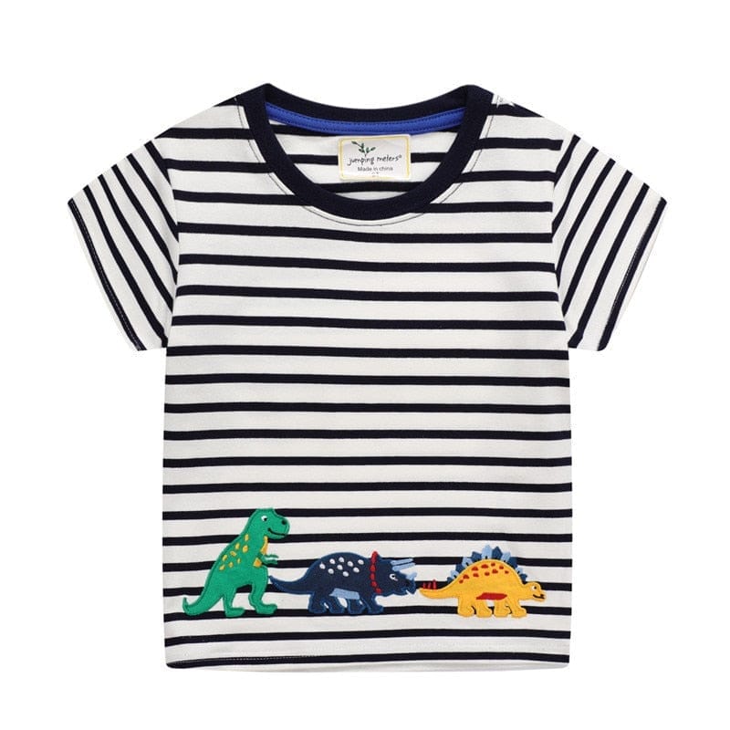 Summer Animals Print Stripe Boys Cotton T shirts Kid Clothing BENNYS 