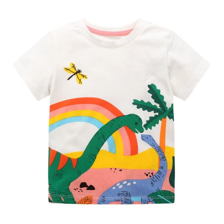 Summer Animals Print Stripe Boys Cotton T shirts Kid Clothing BENNYS 