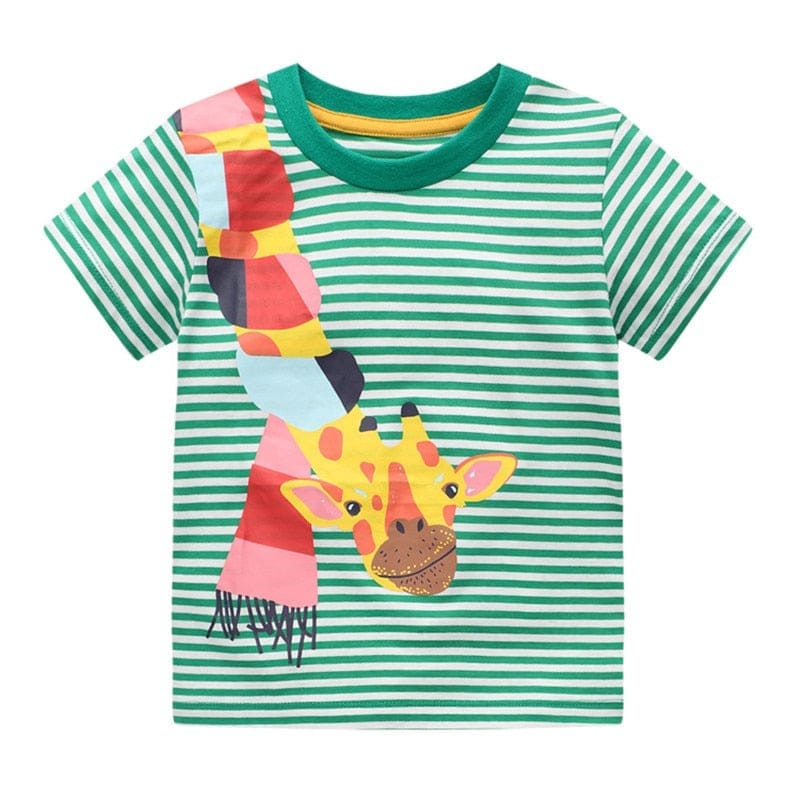 Summer Animals Print Stripe Boys Cotton T shirts Kid Clothing BENNYS 