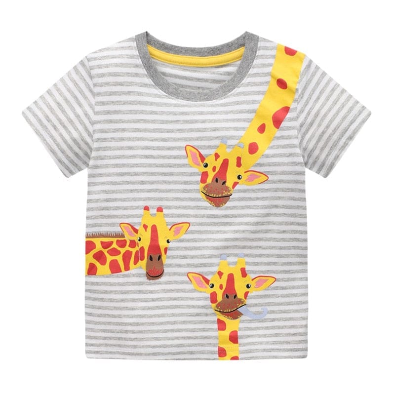 Summer Animals Print Stripe Boys Cotton T shirts Kid Clothing BENNYS 