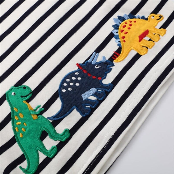 Summer Animals Print Stripe Boys Cotton T shirts Kid Clothing BENNYS 