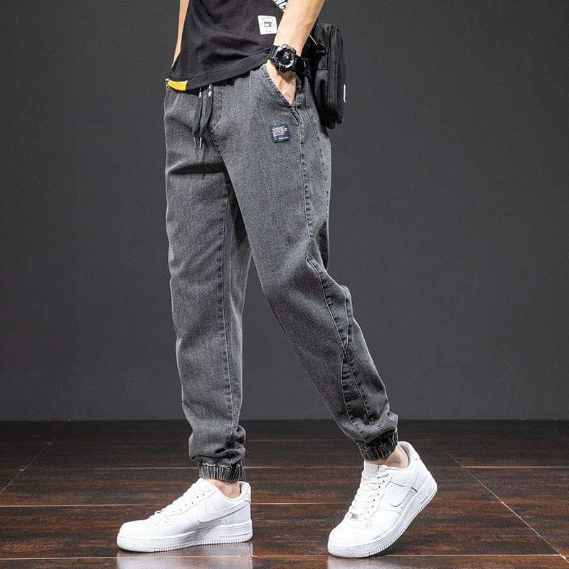 Summer Black Blue Cargo Jeans Men Streetwear Denim Jogger Pants BENNYS 