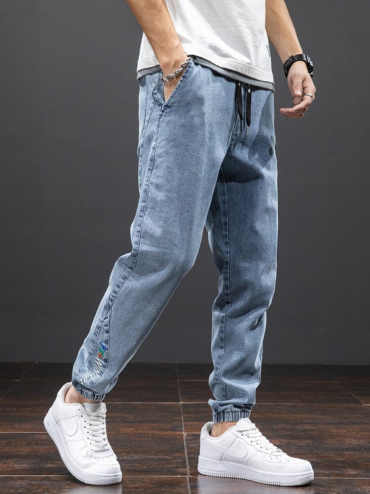 Summer Black Blue Cargo Jeans Men Streetwear Denim Jogger Pants BENNYS 