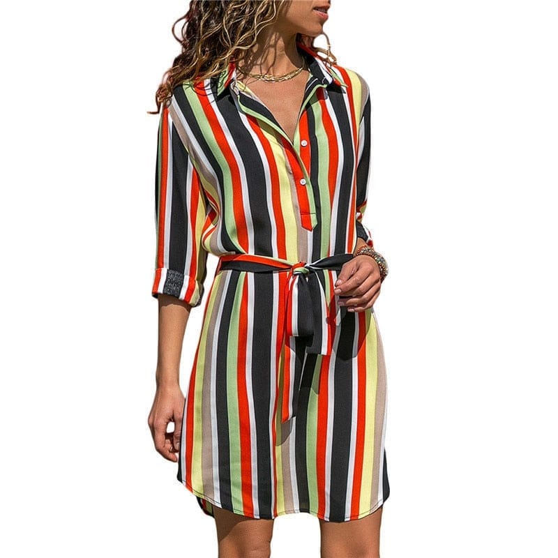 Summer Boho  Casual Striped Print A-line Mini Party Dress BENNYS 