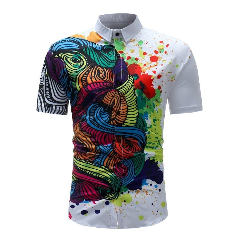 Summer Casual Beach Slim Fit Short Sleeve Breathable Floral Printed Shirt BENNYS 