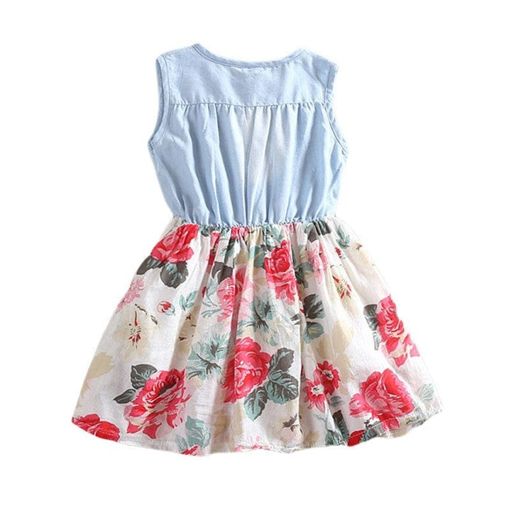 Summer Children Sleeveless Girl Denim Floral Dresses BENNYS 