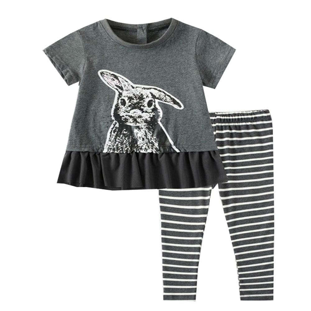 Summer Cute Girls Clothing Sets Cotton Rabbit Print Cotton Tops + Leggings BENNYS 