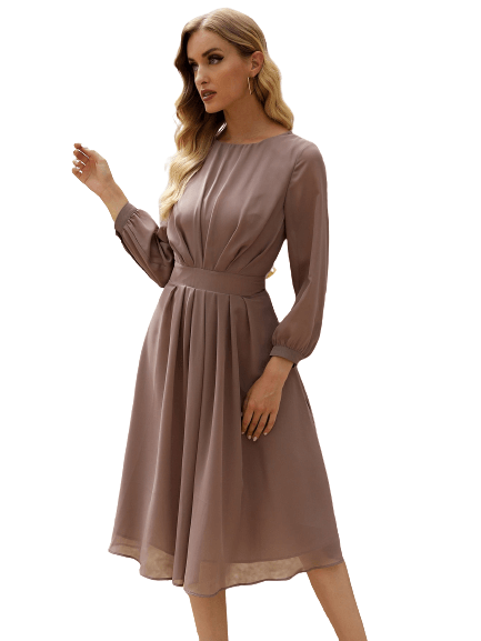 Summer Fashion Women Brown Chiffon Dress BENNYS 