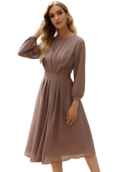 Summer Fashion Women Brown Chiffon Dress BENNYS 