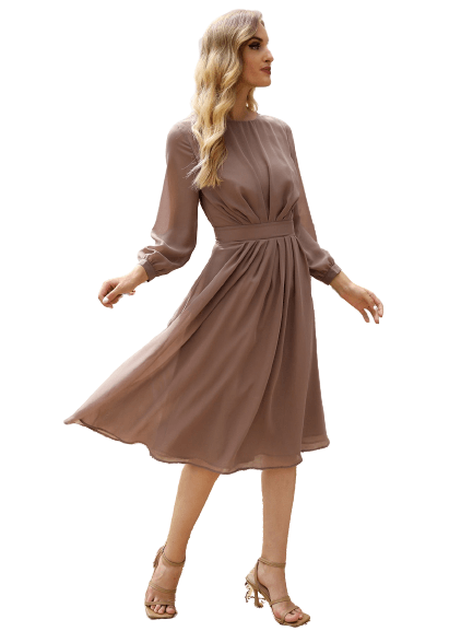 Summer Fashion Women Brown Chiffon Dress BENNYS 