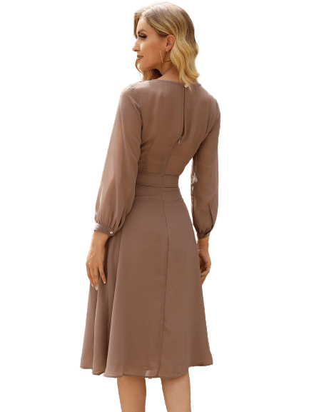 Summer Fashion Women Brown Chiffon Dress BENNYS 