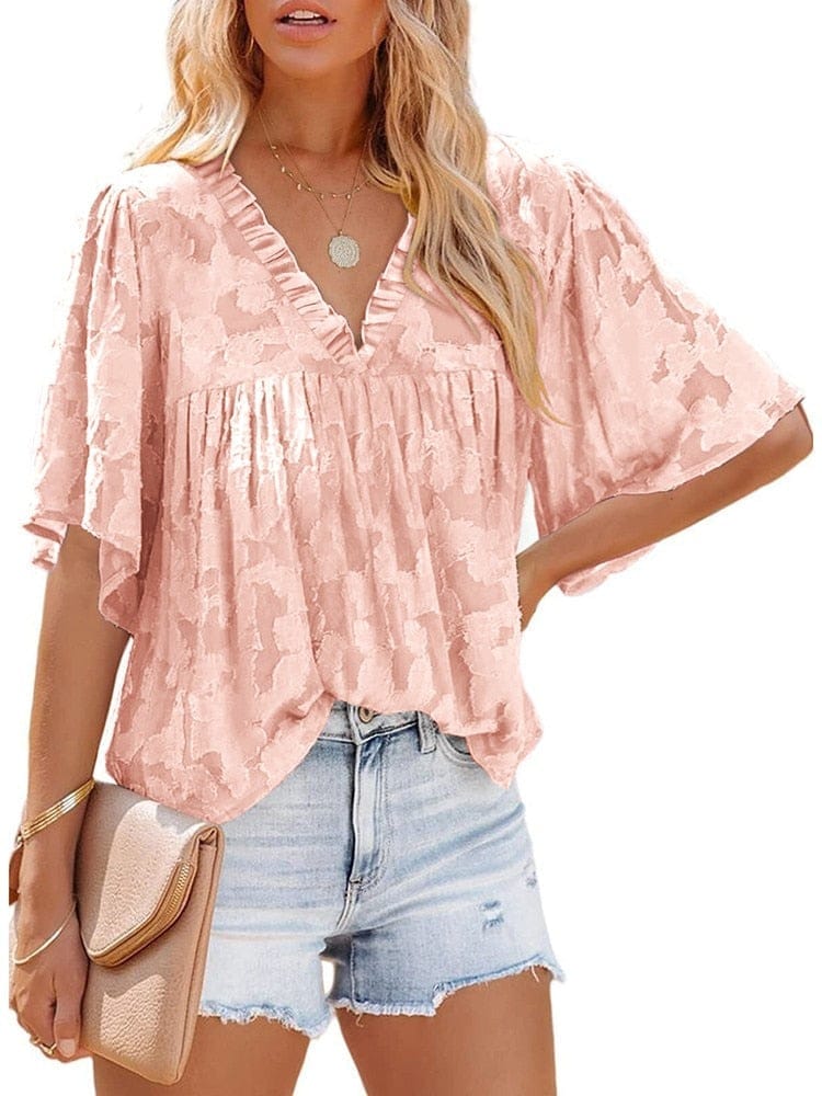 Summer Floral Texture Blouses And Tops For Women BENNYS 