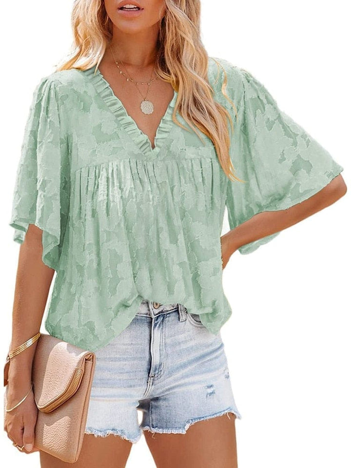 Summer Floral Texture Blouses And Tops For Women BENNYS 