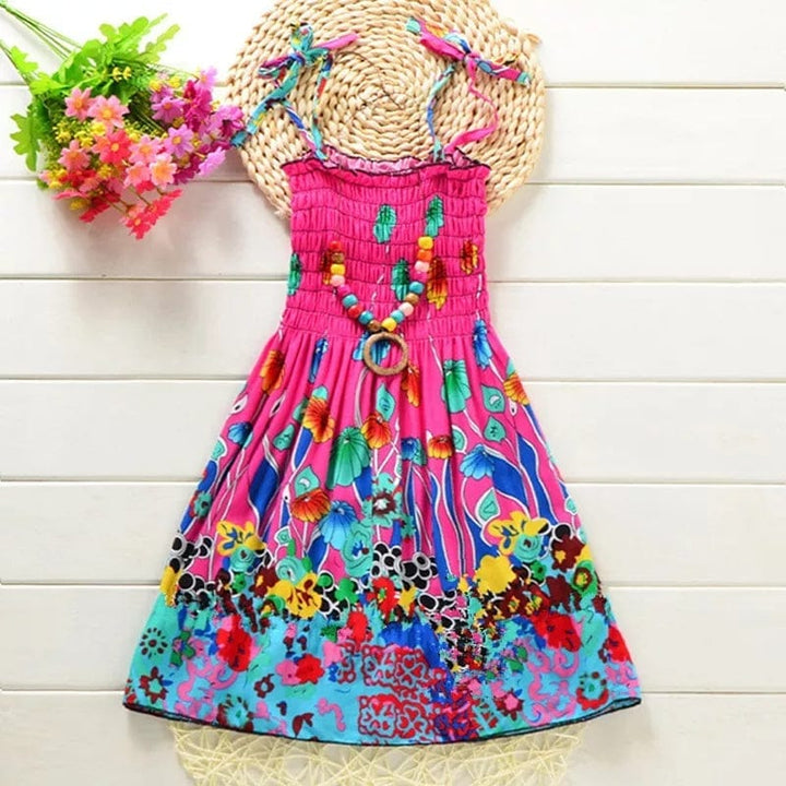 Summer Girls Floral Dress Sling Ruffles Bohemian Beach Princess Dresses BENNYS 