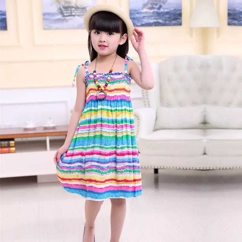 Summer Girls Floral Dress Sling Ruffles Bohemian Beach Princess Dresses BENNYS 