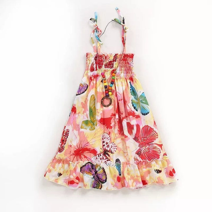 Summer Girls Floral Dress Sling Ruffles Bohemian Beach Princess Dresses BENNYS 