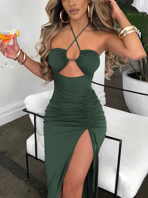 Summer Halter Backless Sleeveless Cut Out Maxi Dress for Women BENNYS 