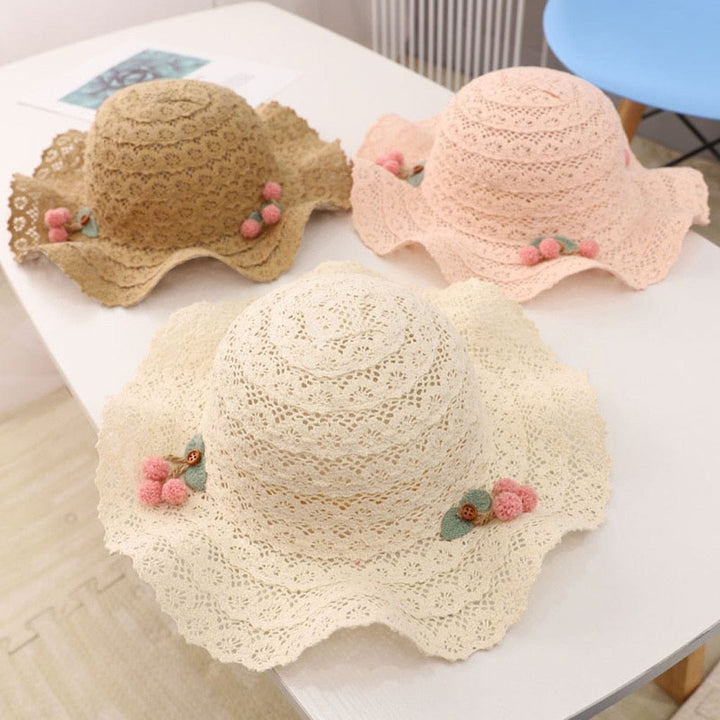 Summer Kids Straw Hats Colorful Tassel Pompom Princess Baby Girls Hat BENNYS 