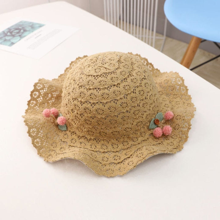 Summer Kids Straw Hats Colorful Tassel Pompom Princess Baby Girls Hat BENNYS 