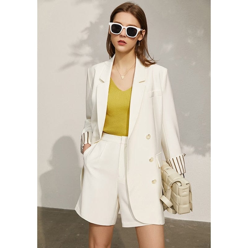 Summer Office Lady Solid Patchwork Women Suit BENNYS 