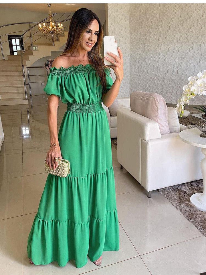 Summer Solid Boho Dress Women Fashion Elegant Beach Party Dress BENNYS 