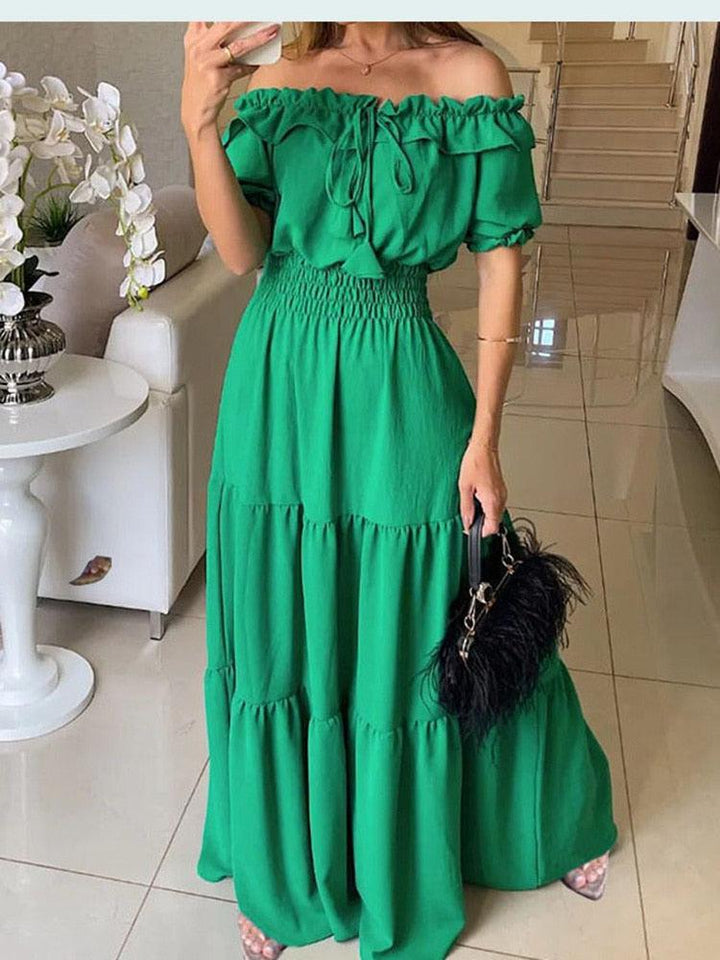 Summer Solid Boho Dress Women Fashion Elegant Beach Party Dress BENNYS 