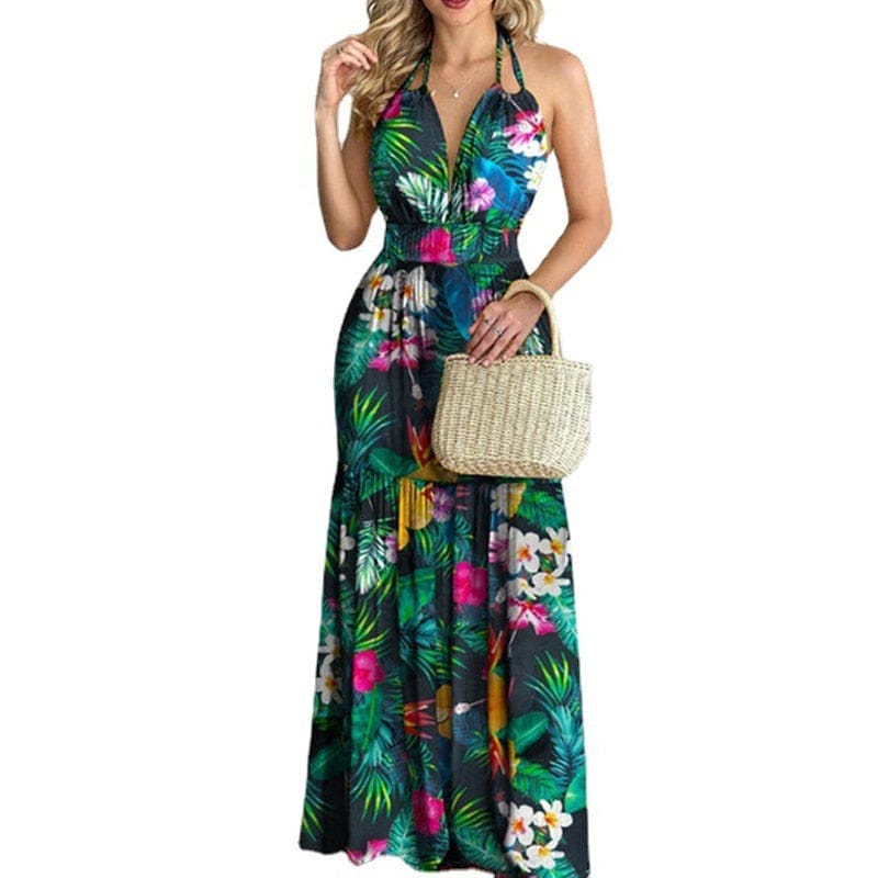 Summer Spring Vacation Sleeveless Sexy Boho Beach Dress BENNYS 