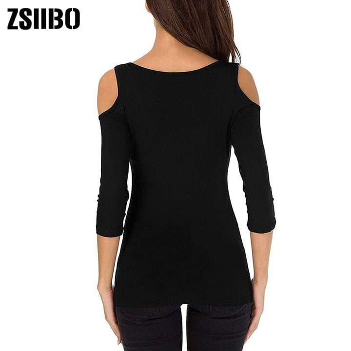 Summer Trends Women's Open Cold Shoulder Stretch Long Sleeve Tee Shirt BENNYS 