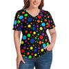 Summer Women Cotton T Shirt Blue Polka Dots Vintage Oversized T Shirts BENNYS 