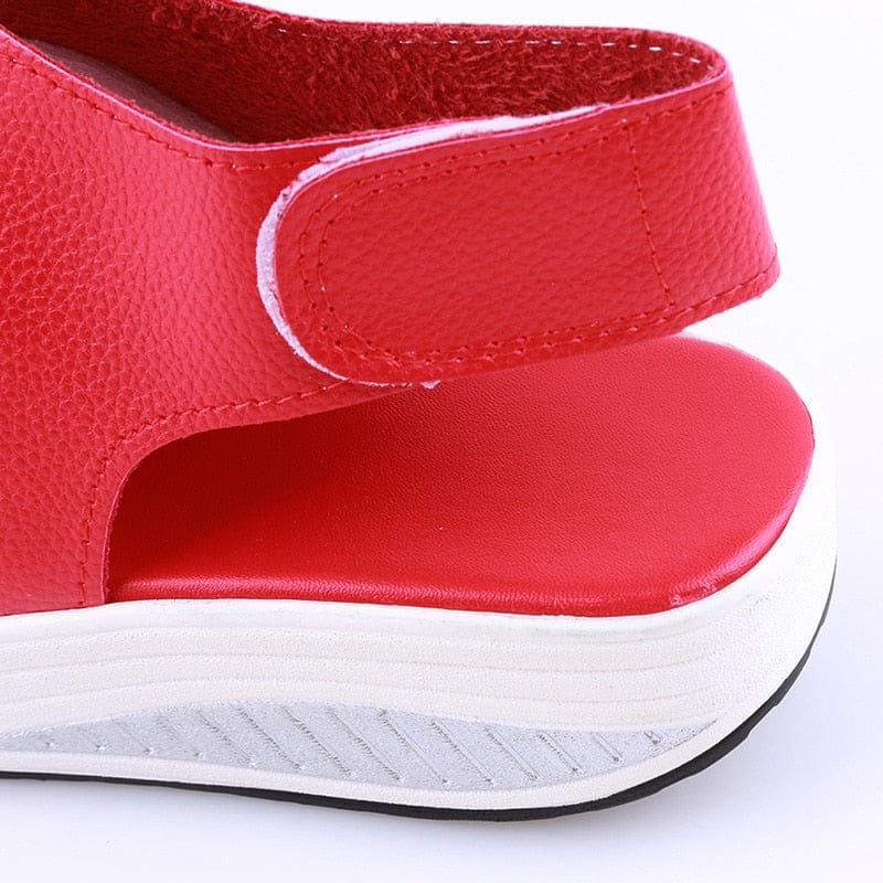 New Womens Ladies Red Flip Flops Wedges Platform Summer Sandals