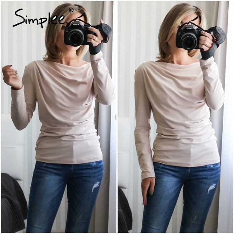 Summer long sleeve  female tops Sexy asymmetric slim solid tops for ladies BENNYS 