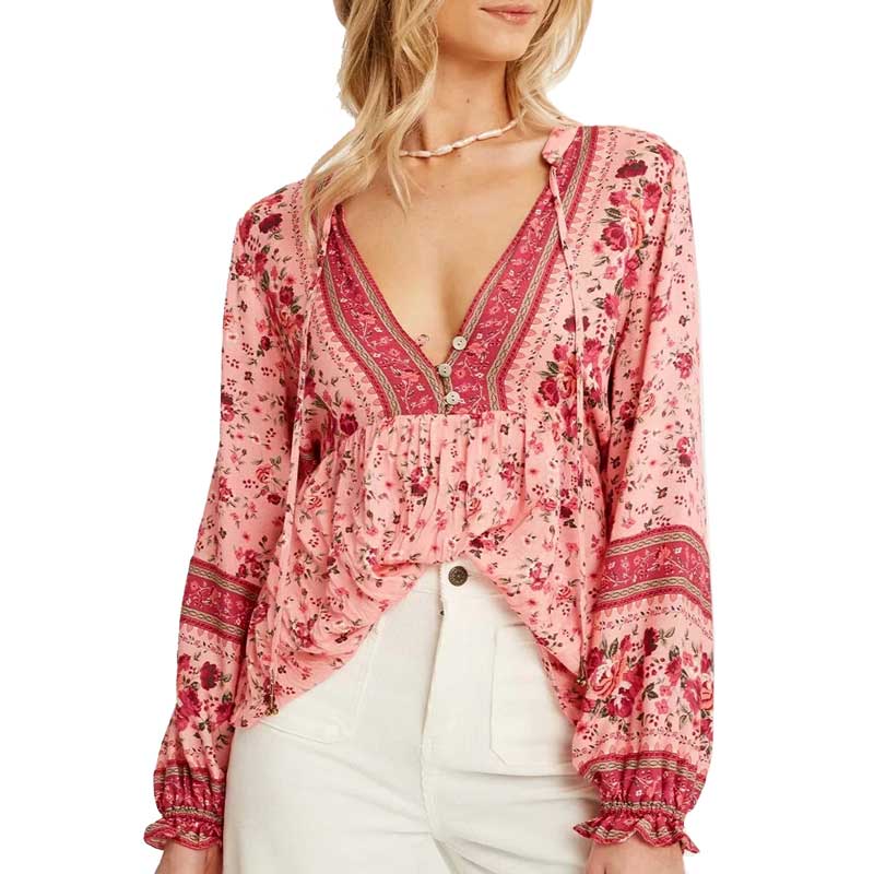 Super Chic pink floral blouse women BENNYS 