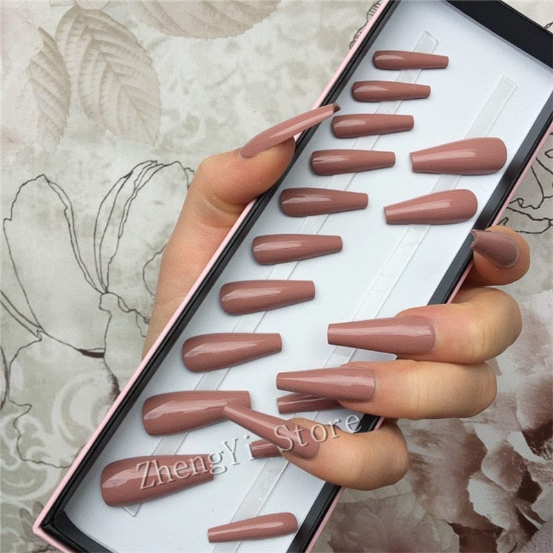 Super Long Fake Nails Coffin Glossy Artificial Press On Nails BENNYS 