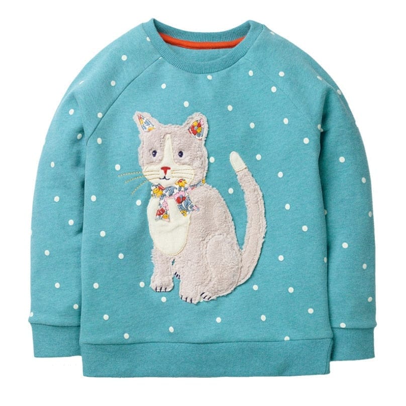 Sweatshirts For Girls Animals Embroidered Fashion Cotton Hoodies BENNYS 