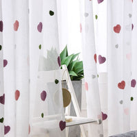Sweet Pink Heart Voile Curtain For Kids Bedroom BENNYS 